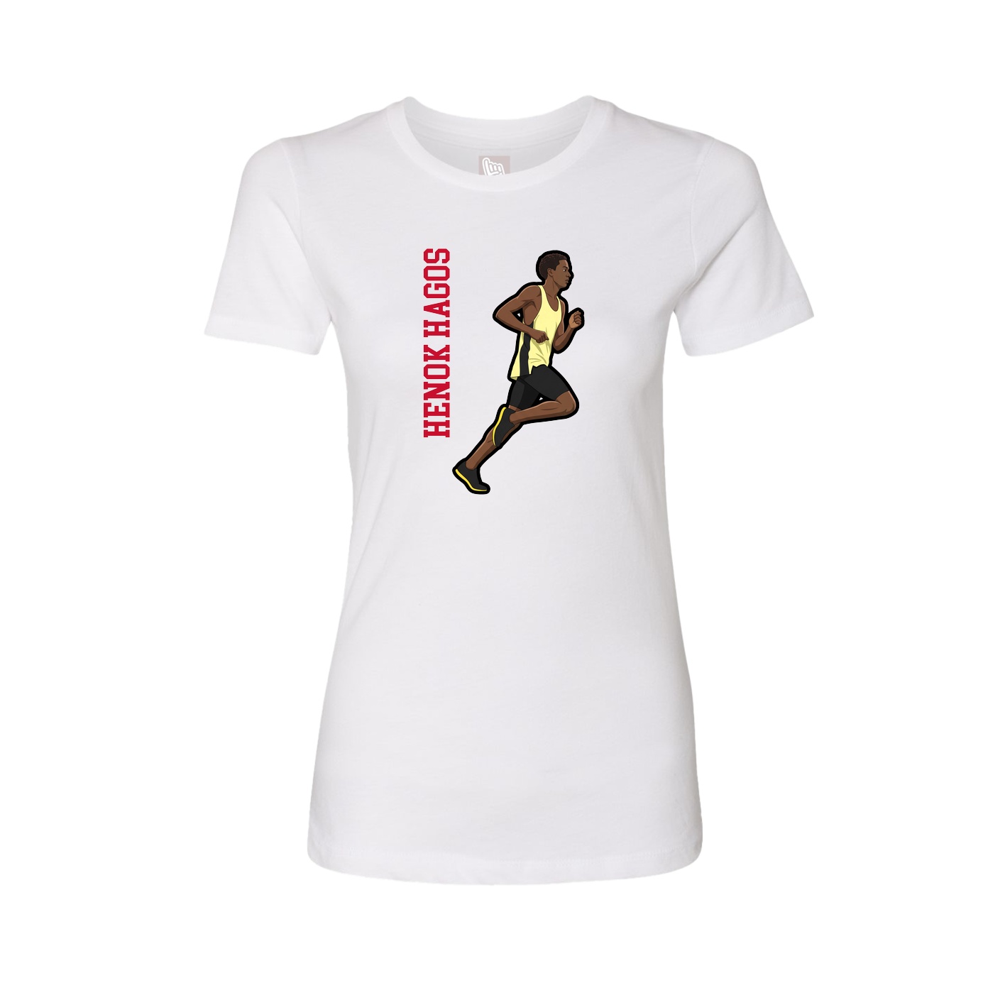 Womens Tee — Name Vertical in White