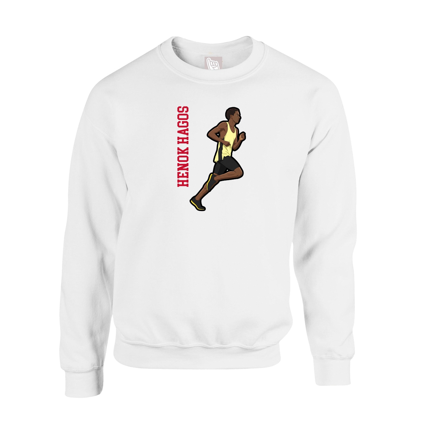 Fleece Crew — Name Vertical in White