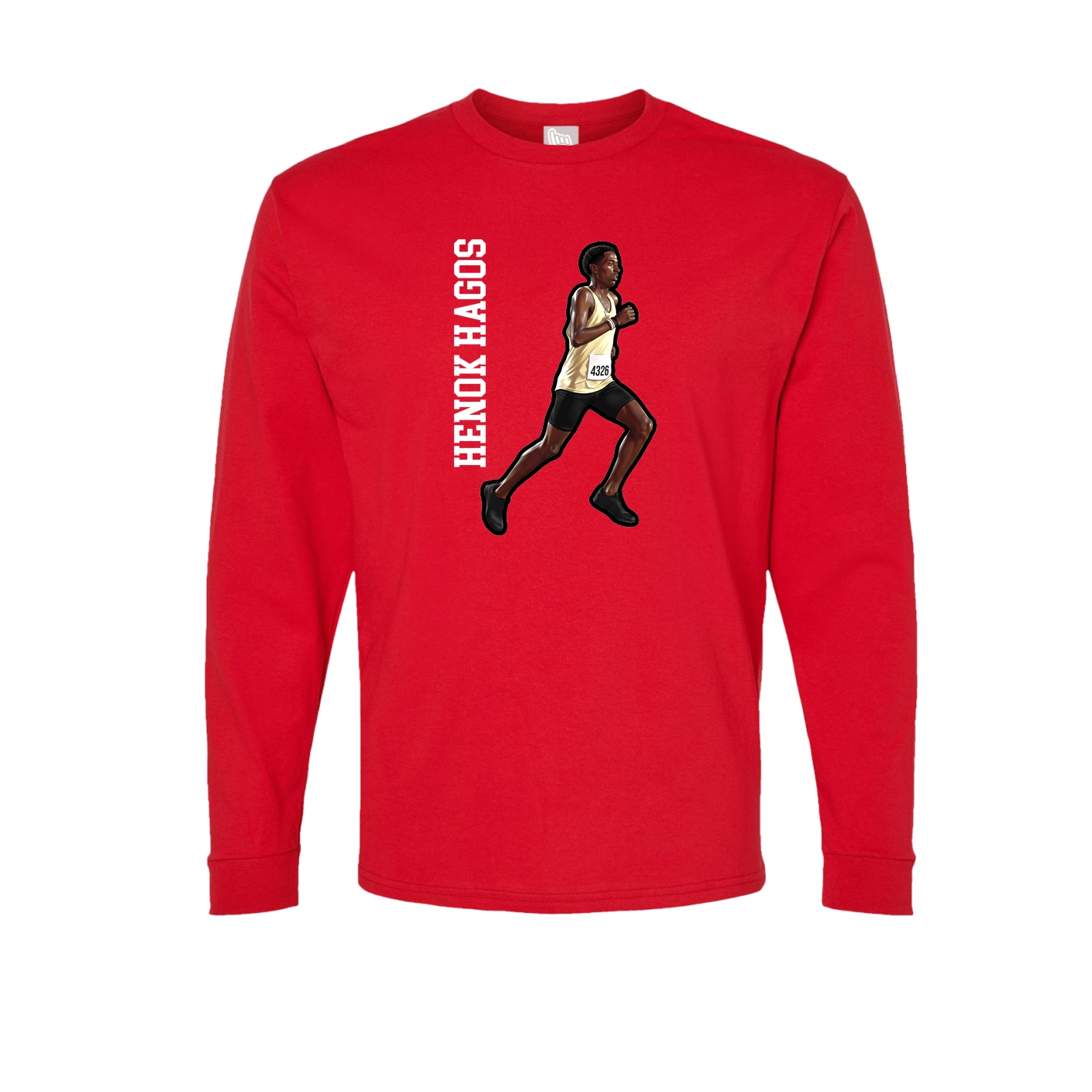 Long Sleeve Tee — Name Vertical in Red