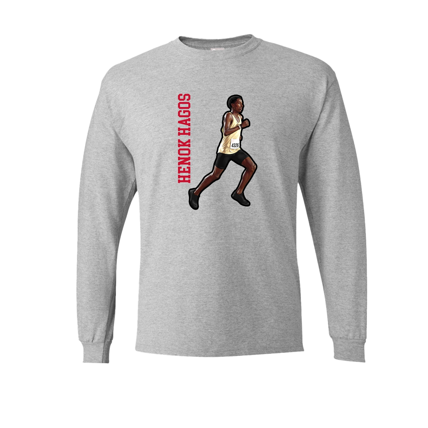 Long Sleeve Tee — Name Vertical in Grey