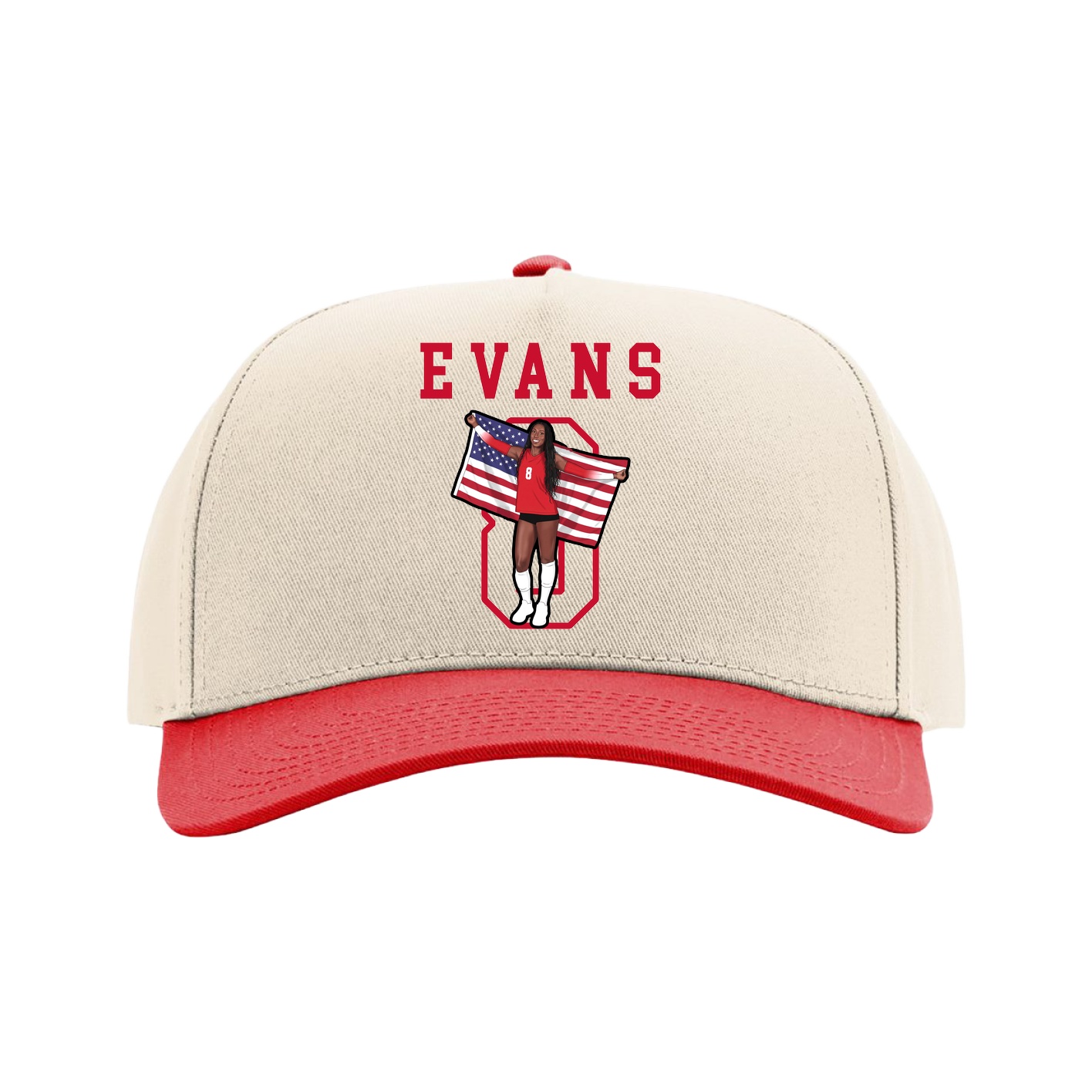 Full Fabric Five-Panel Champ Cap — Shirsey in Cream/Red