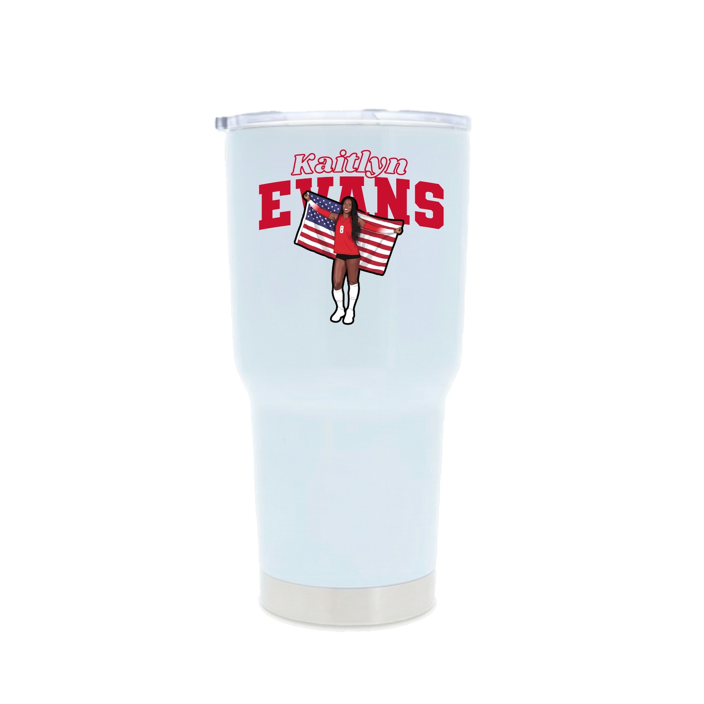 30oz Stainless Steel Tumbler — Name Arch in White