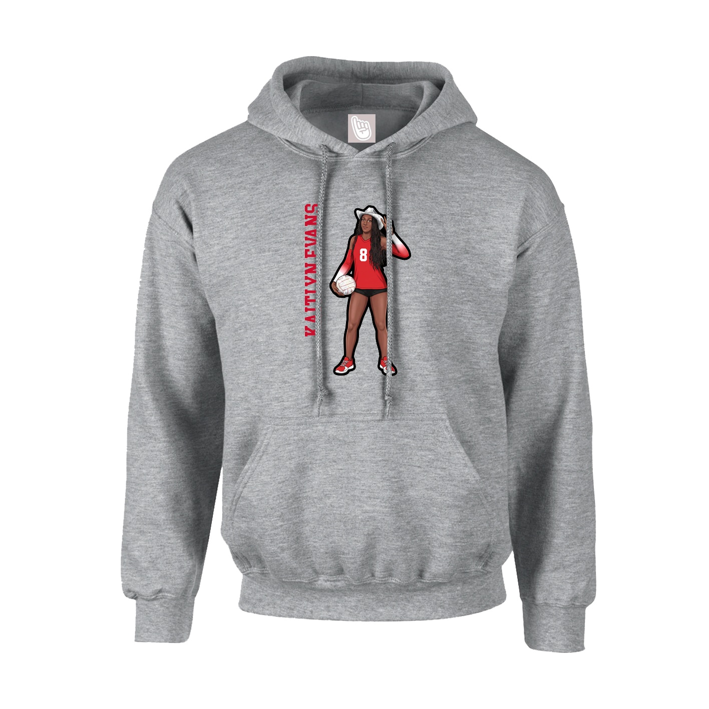 Hoodie — Name Vertical in Grey
