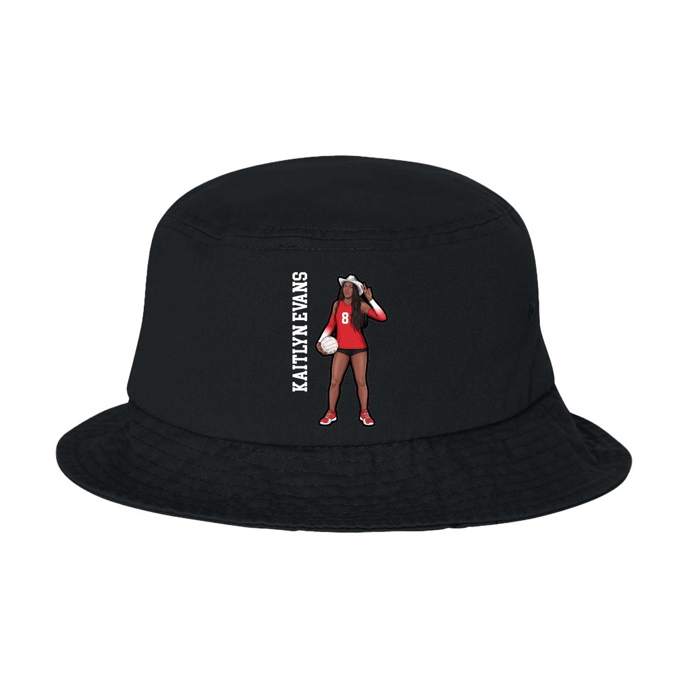 Bucket Cap — Name Vertical in Black