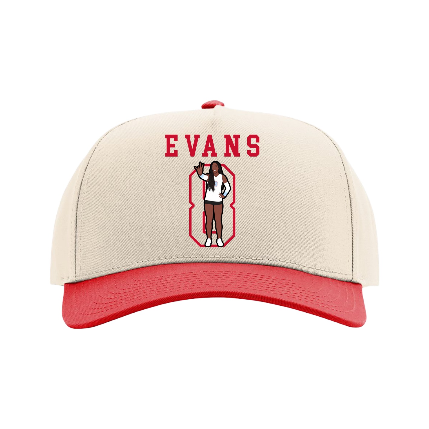 Full Fabric Five-Panel Champ Cap — Shirsey in Cream/Red