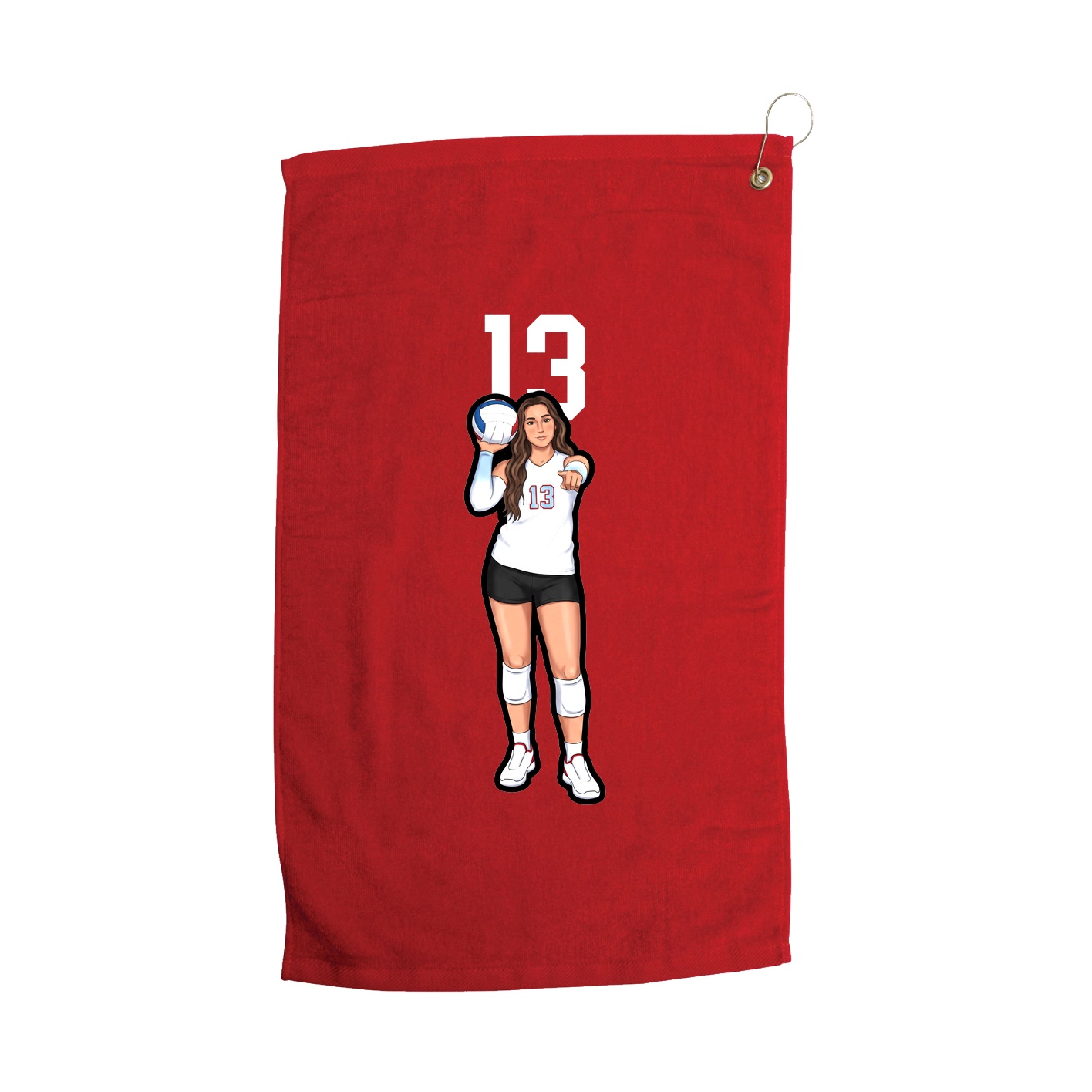 Golf Towel — Number Top in Red