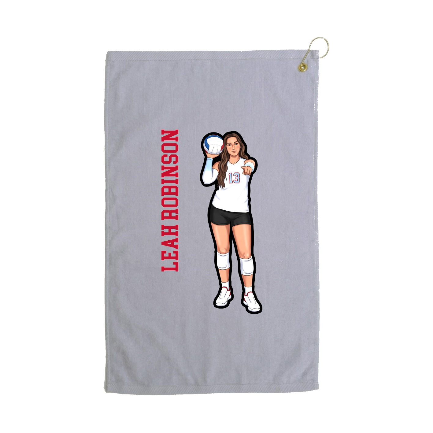 Golf Towel — Name Vertical in Grey