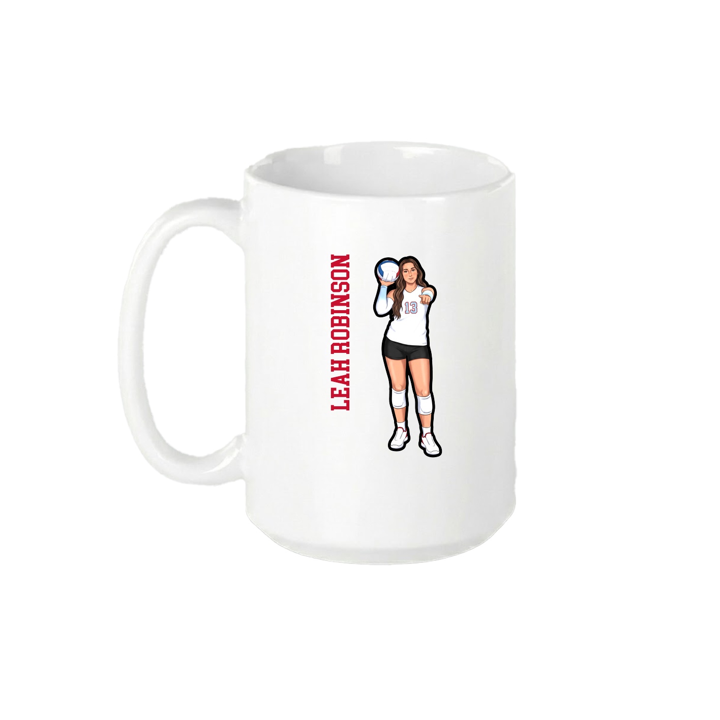 15oz Coffee Mug — Name Vertical in White