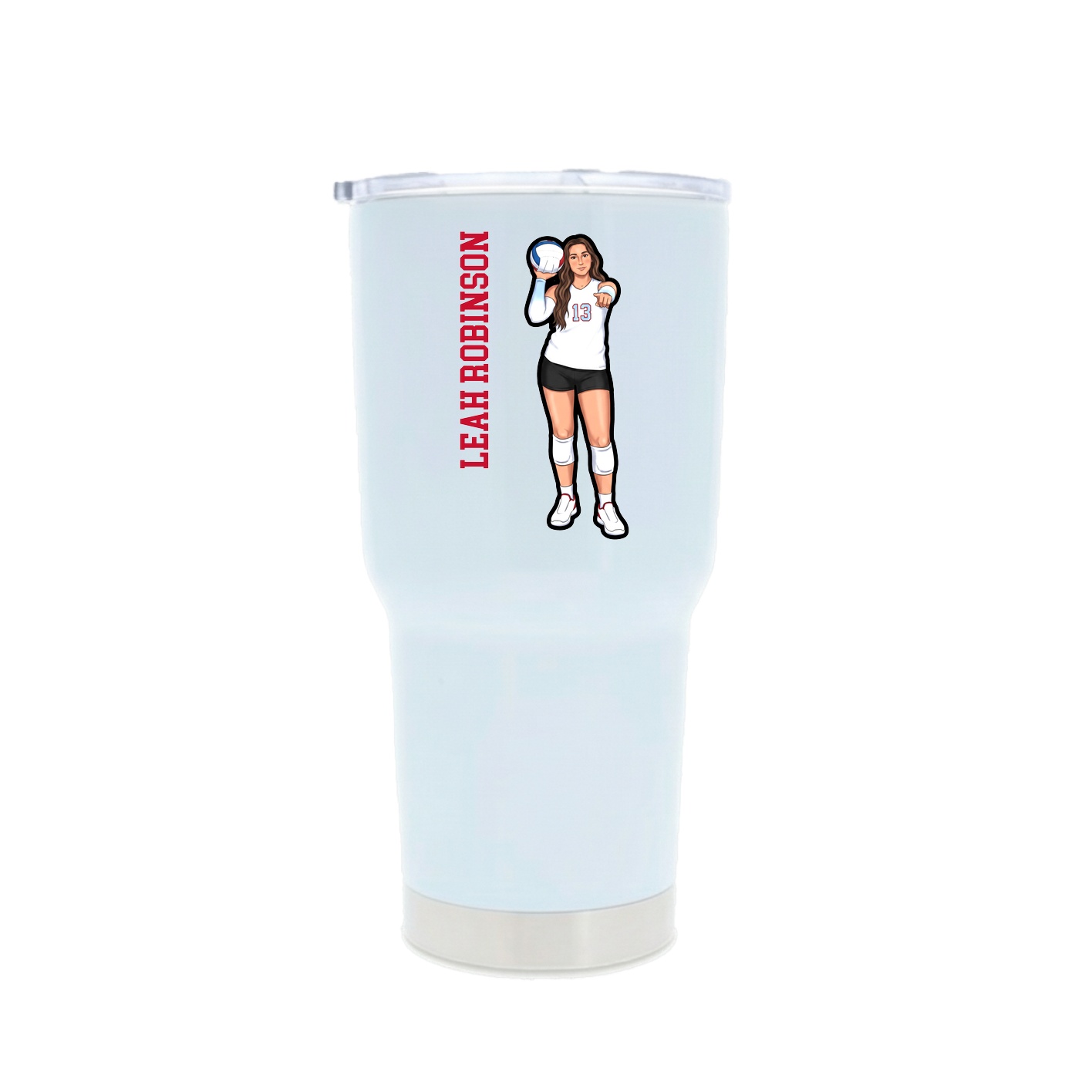 30oz Stainless Steel Tumbler — Name Vertical in White