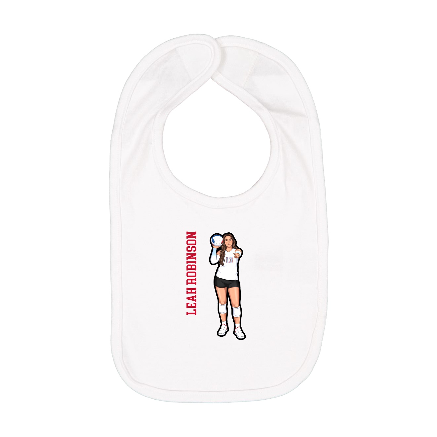 Infant Bib — Name Vertical in White