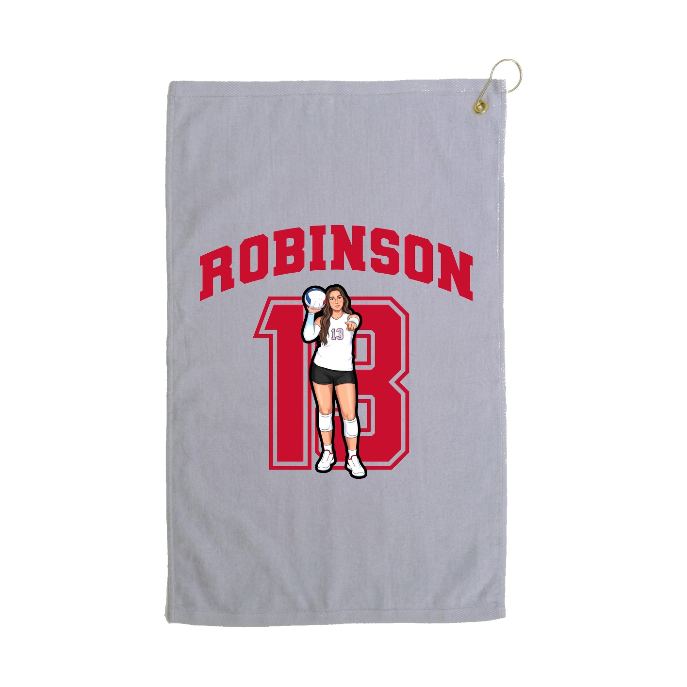 Golf Towel — Number in Grey