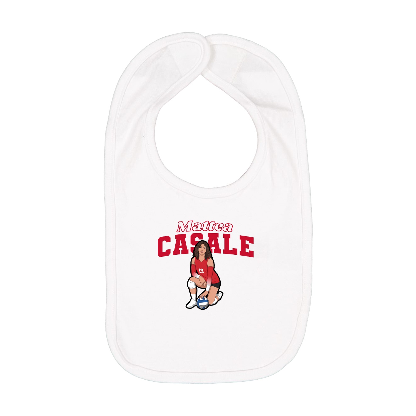 Infant Bib — Name Arch in White
