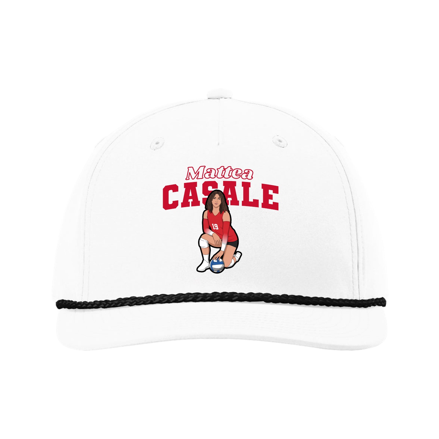 Five-Panel Classic Rope Cap — Name Arch in White