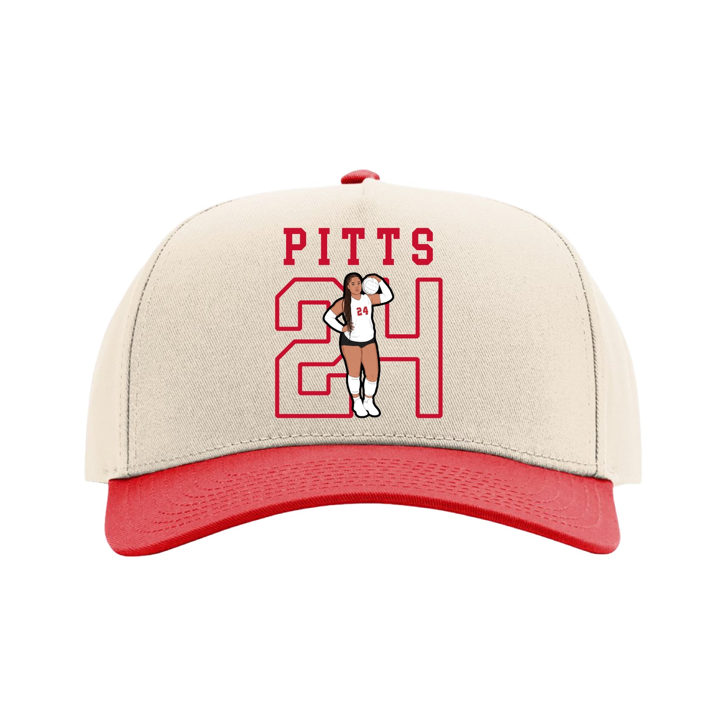 Full Fabric Five-Panel Champ Cap — Shirsey in Cream/Red