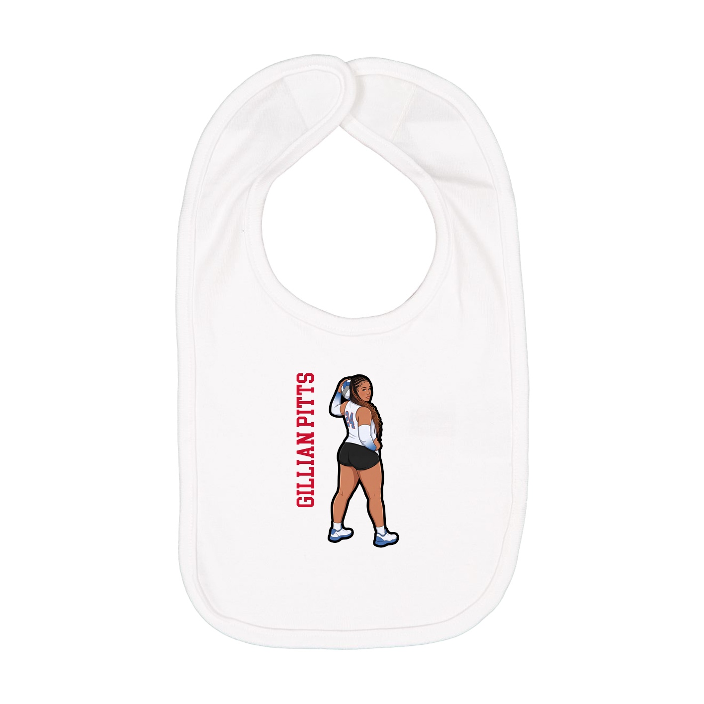 Infant Bib — Name Vertical in White