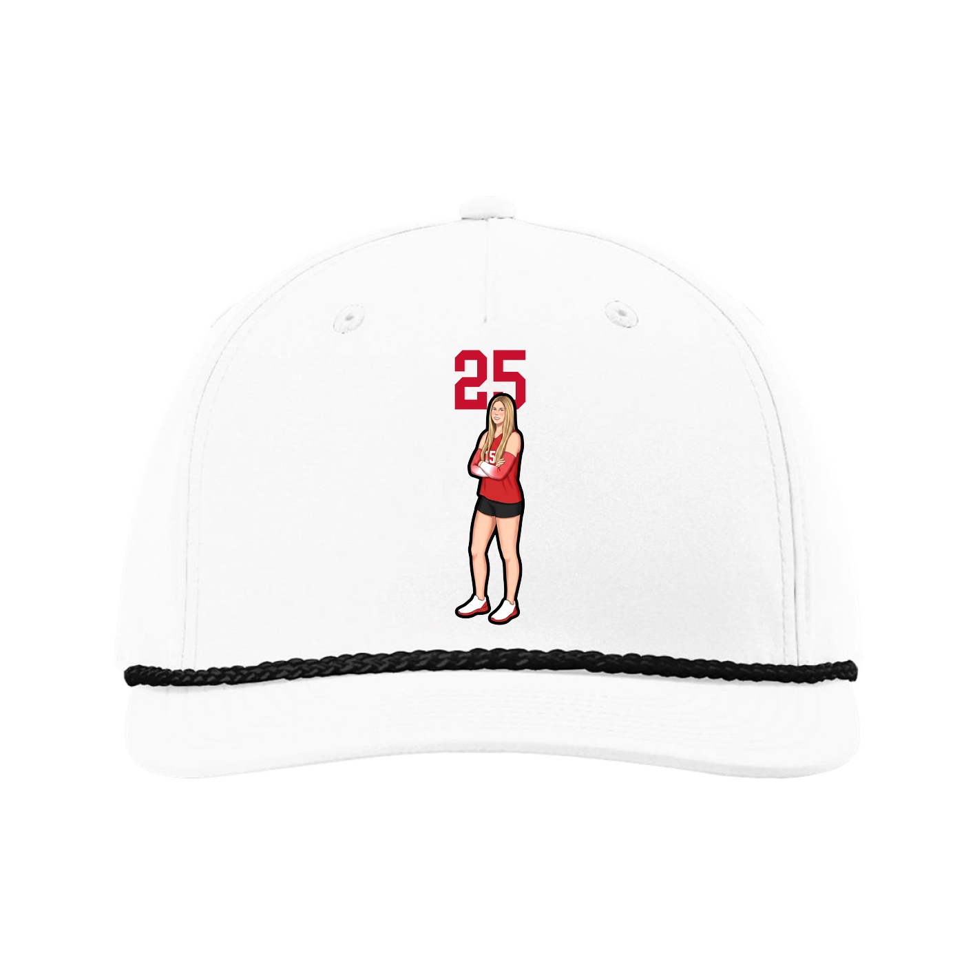 Five-Panel Classic Rope Cap — Number Top in White
