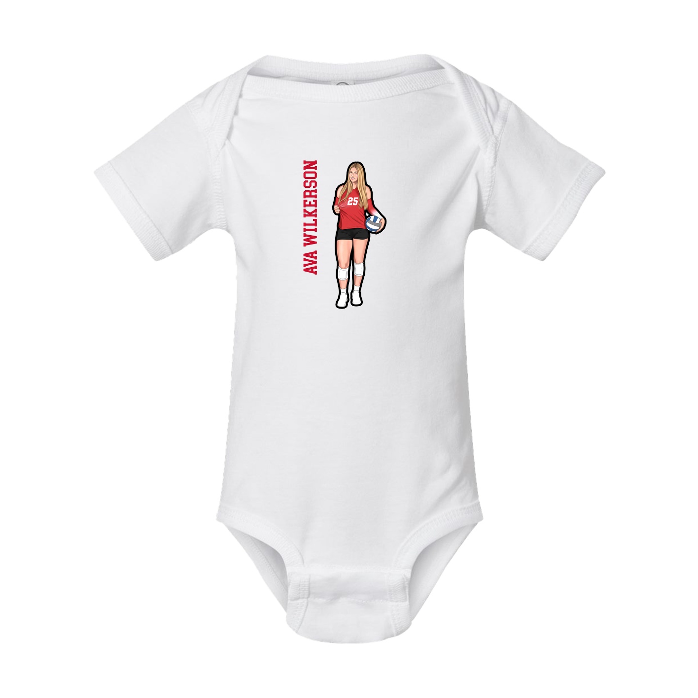 Baby Onesie — Name Vertical in White