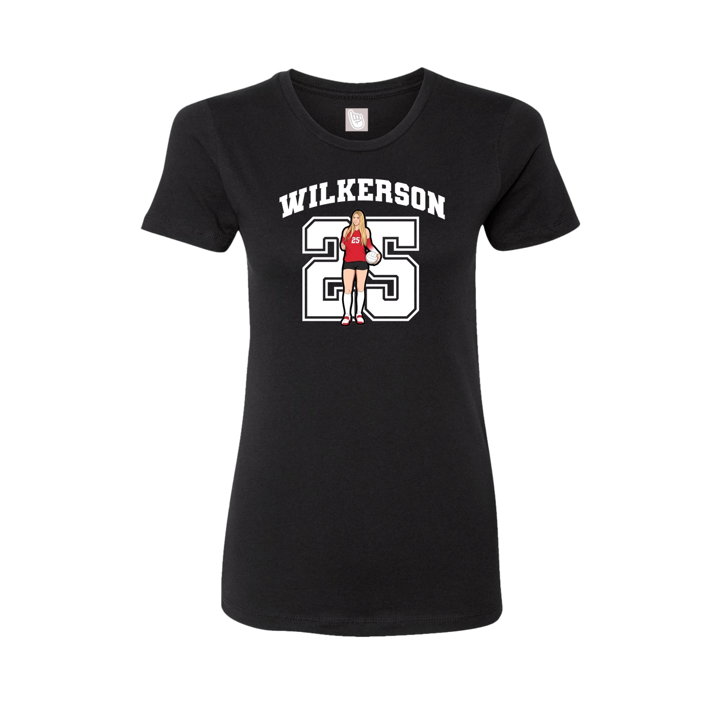 Fitted Women's Tee — Number in Black
