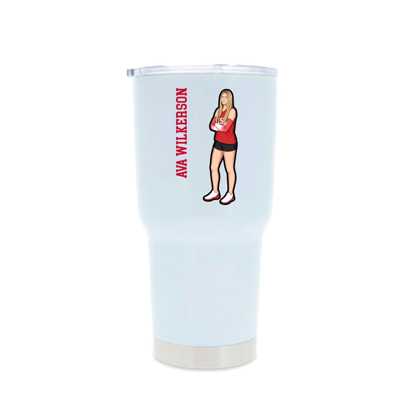 30oz Stainless Steel Tumbler — Name Vertical in White