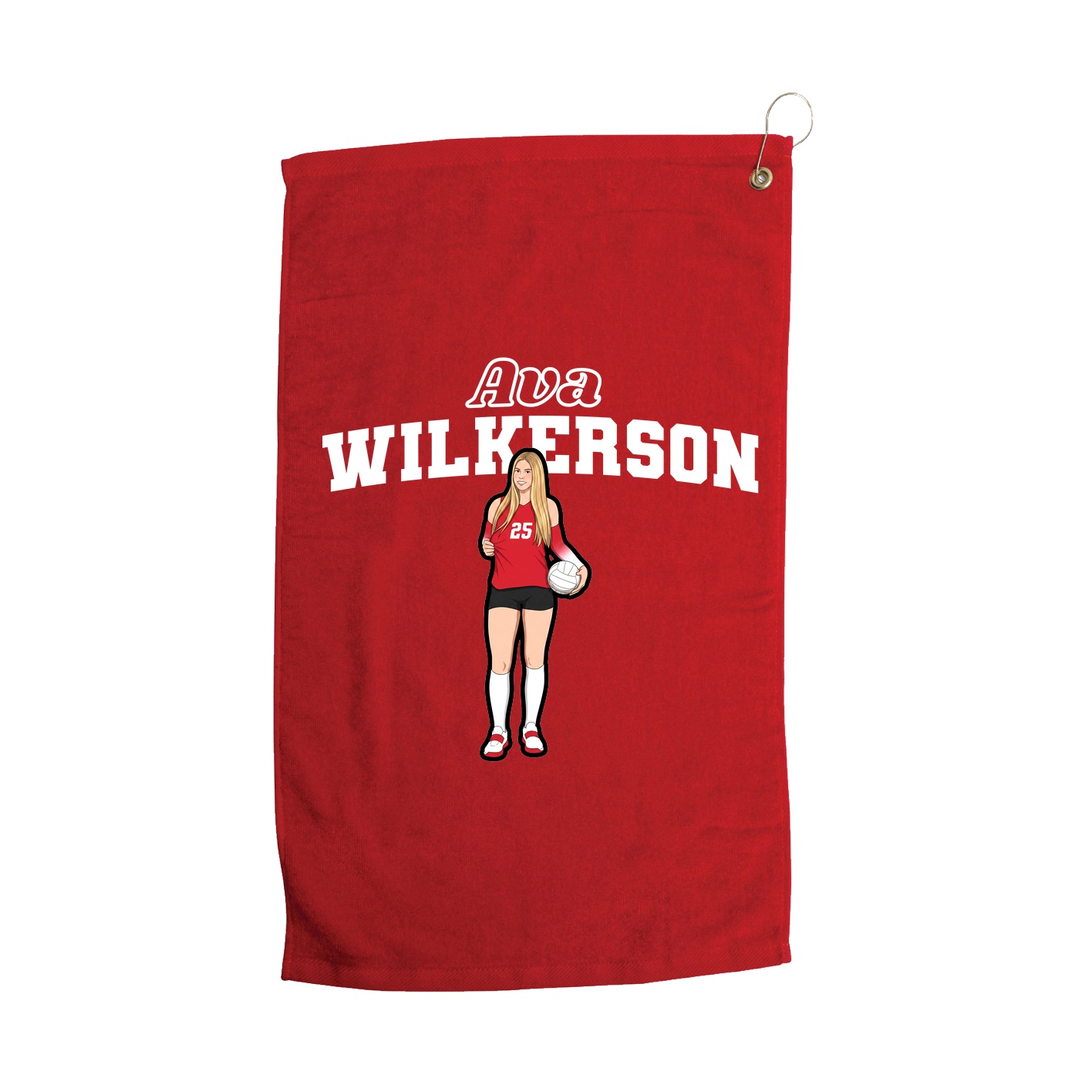 Golf Towel — Name Arch in Red