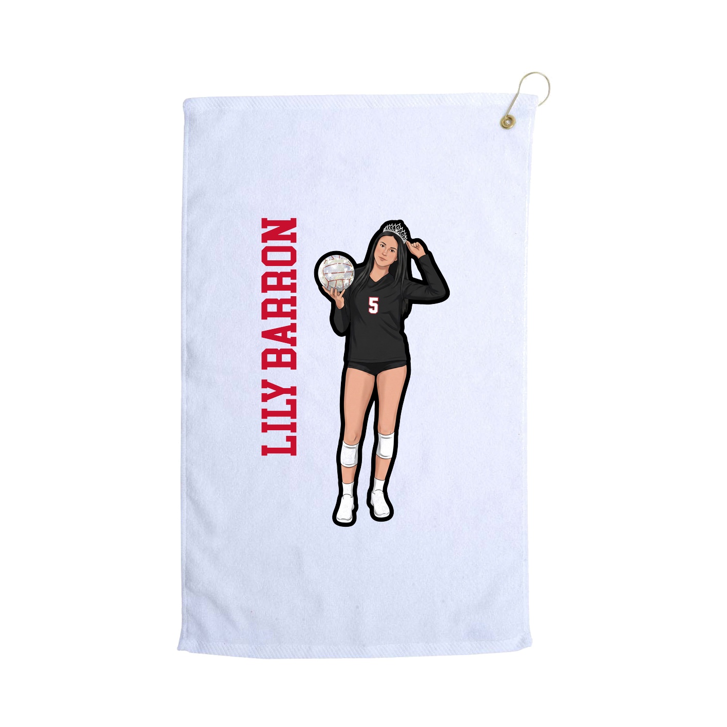 Golf Towel — Name Vertical in White