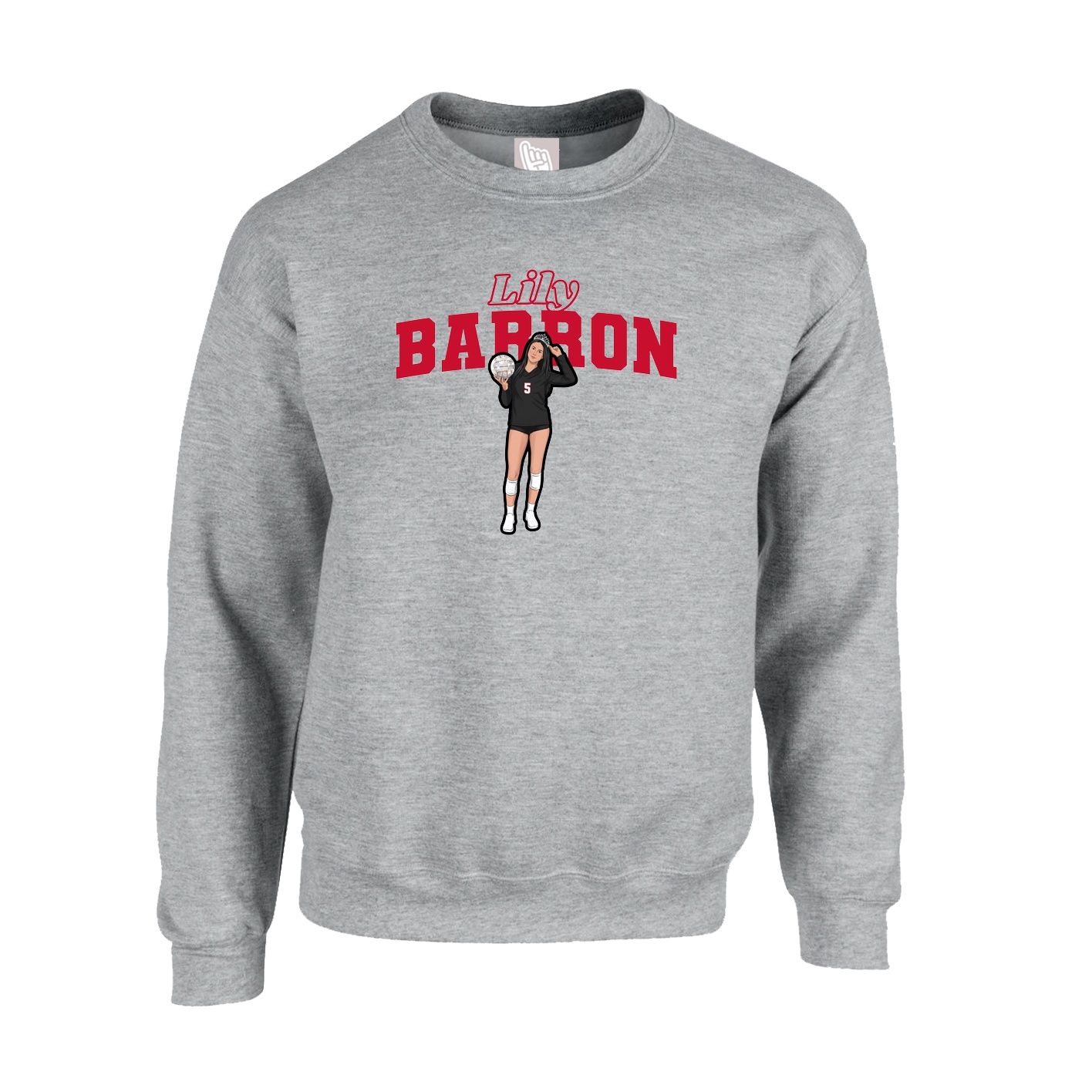 Fleece Crew — Name Arch in Grey