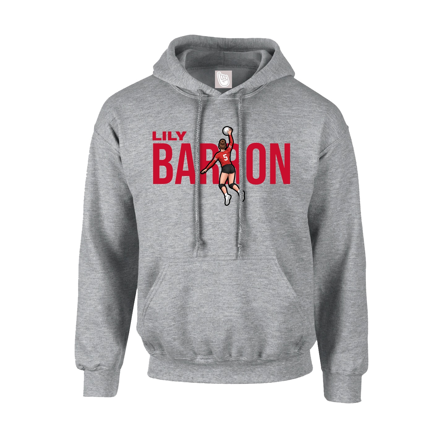Hoodie — Player Name in Grey