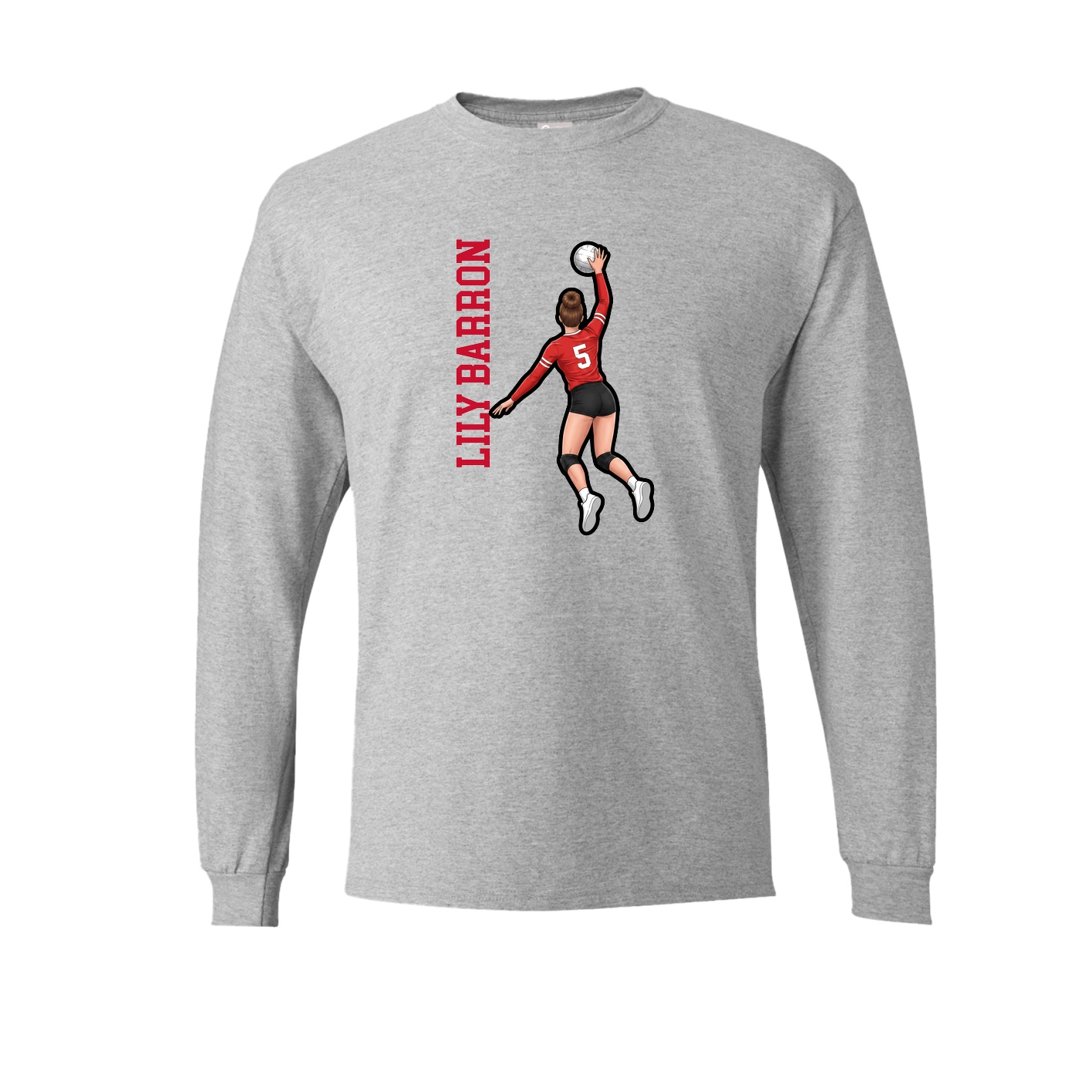 Long Sleeve Tee — Name Vertical in Grey