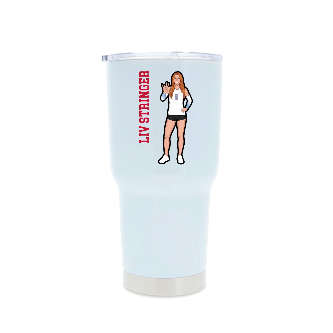 30oz Stainless Steel Tumbler — Name Vertical in White