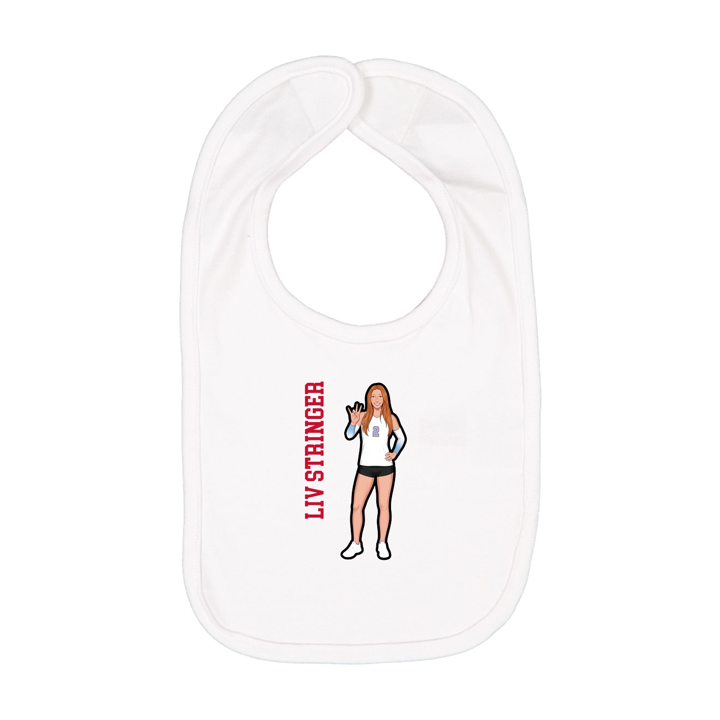 Infant Bib — Name Vertical in White
