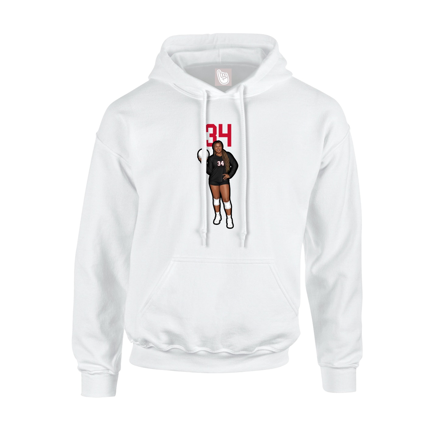 Youth Hoodie — Number Top in White