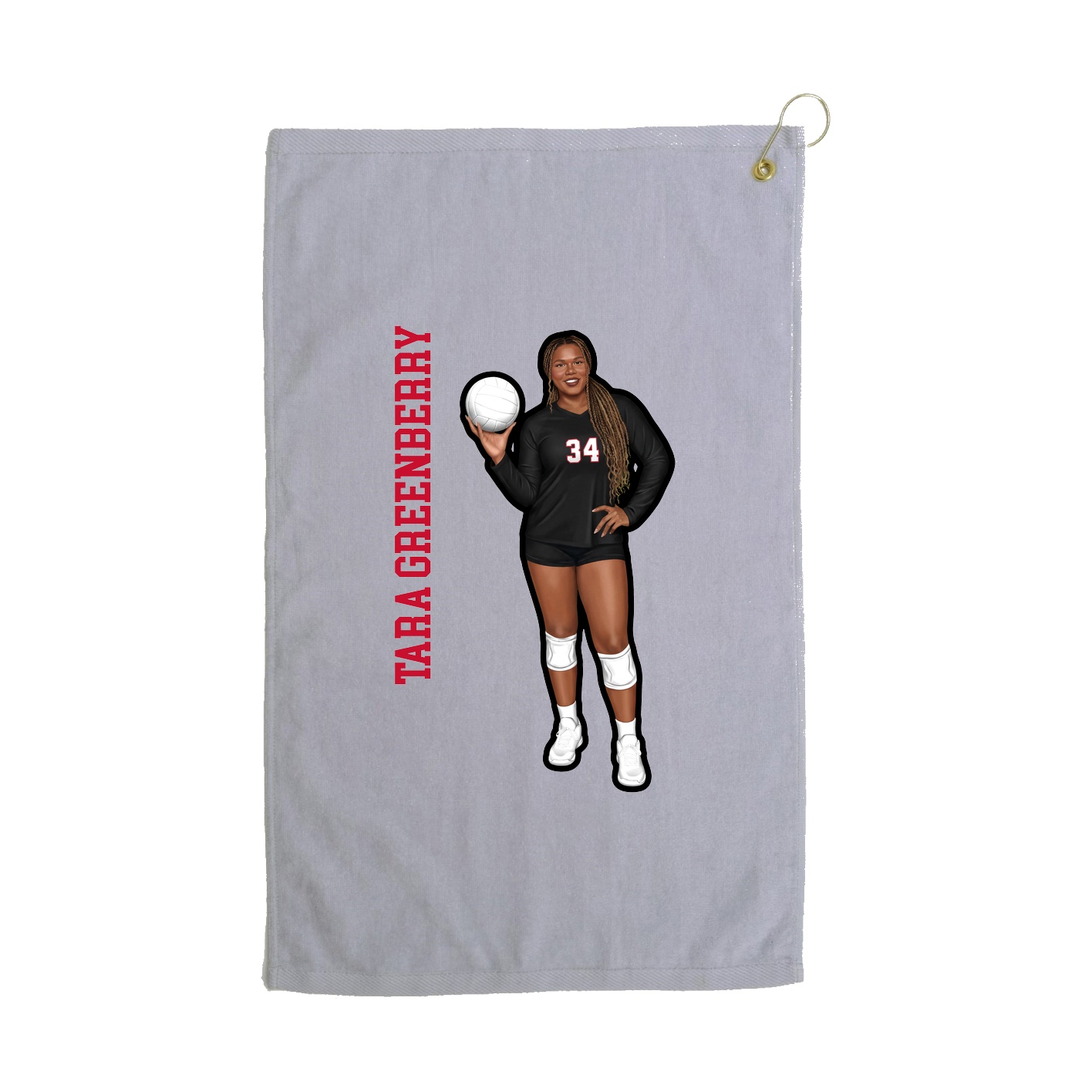 Golf Towel — Name Vertical in Grey