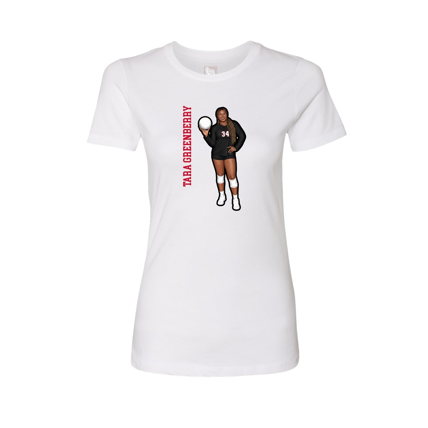 Fitted Women's Tee — Name Vertical in White