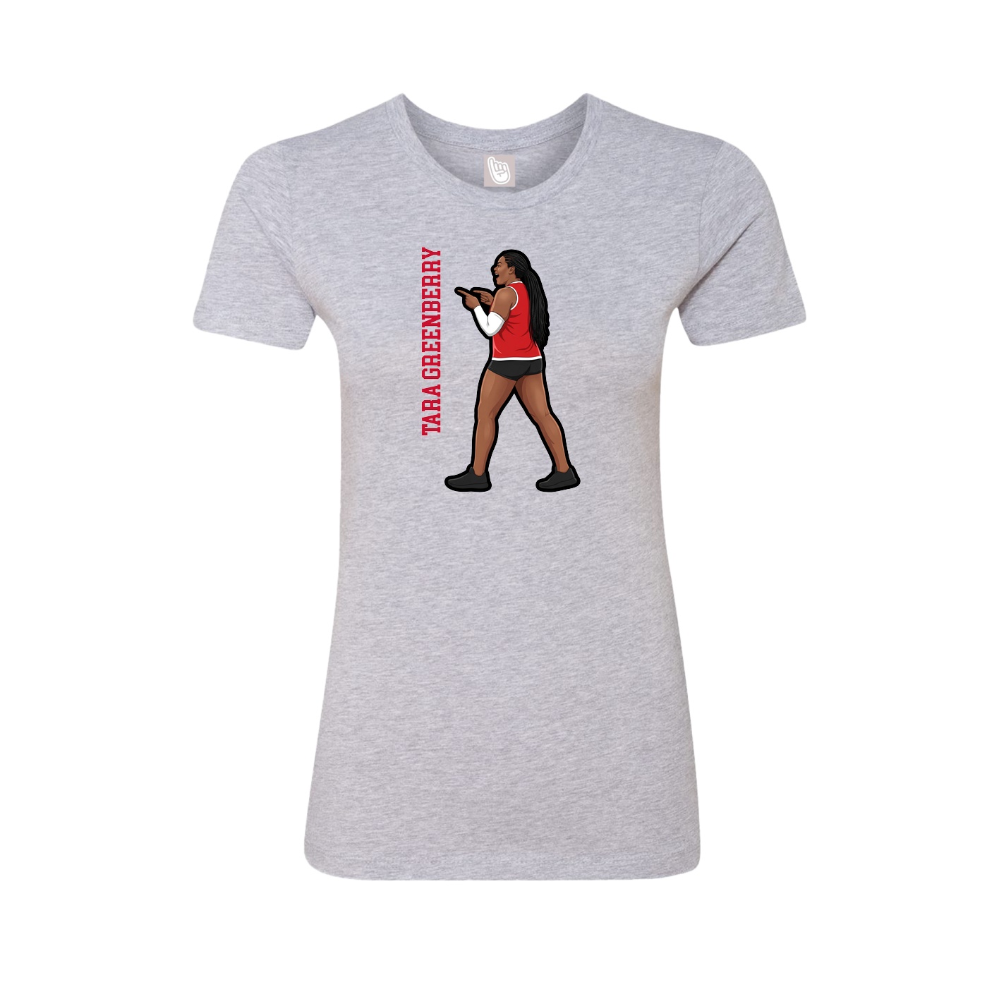 Fitted Women's Tee — Name Vertical in Grey
