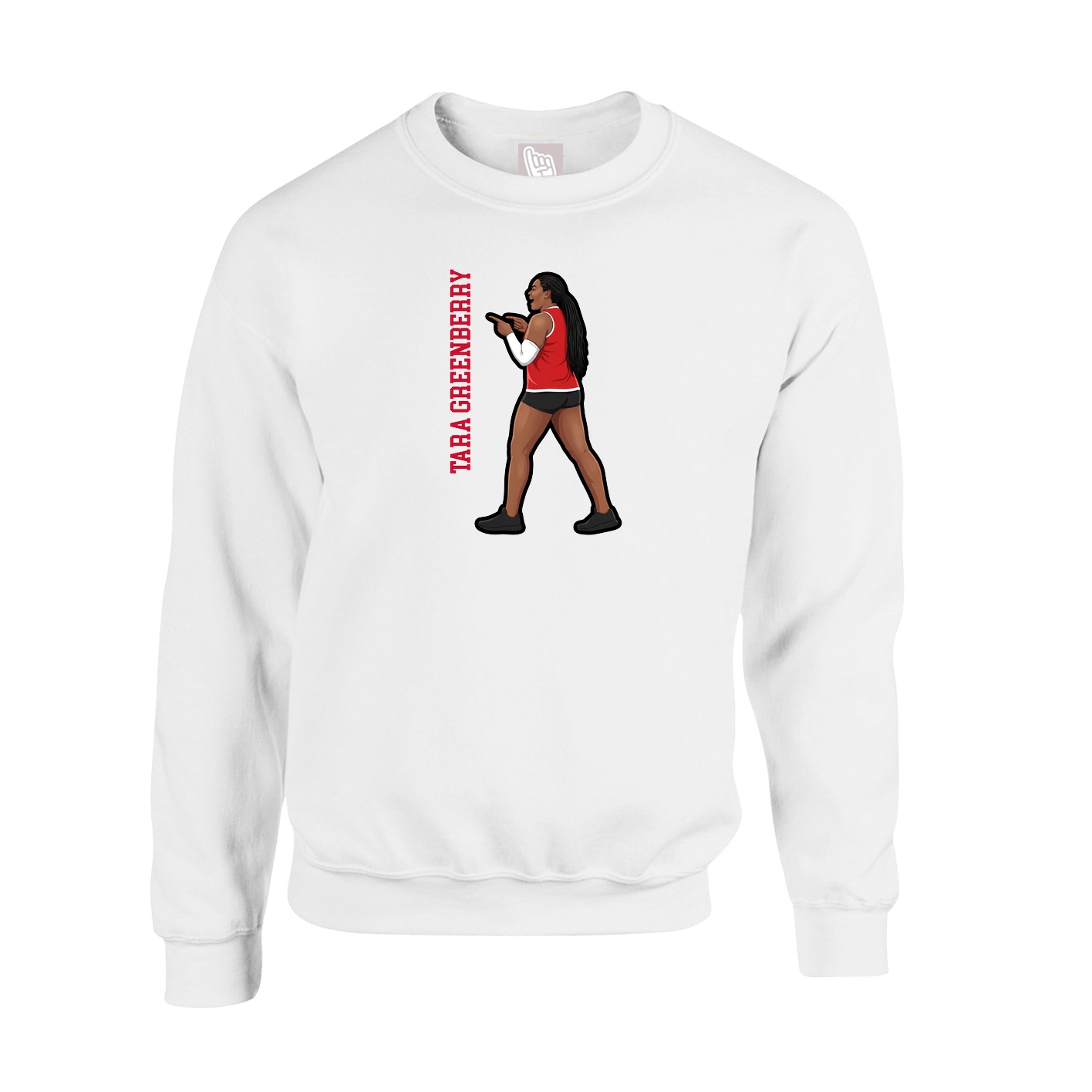 Fleece Crew — Name Vertical in White