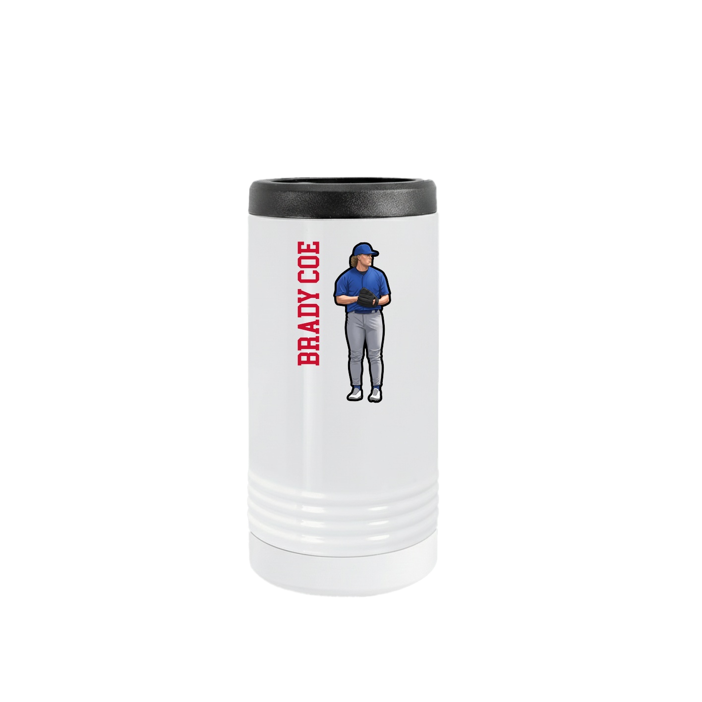 Slim Beverage Holder — Name Vertical in White