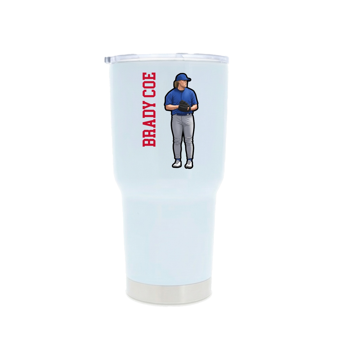 30oz Stainless Steel Tumbler — Name Vertical in White