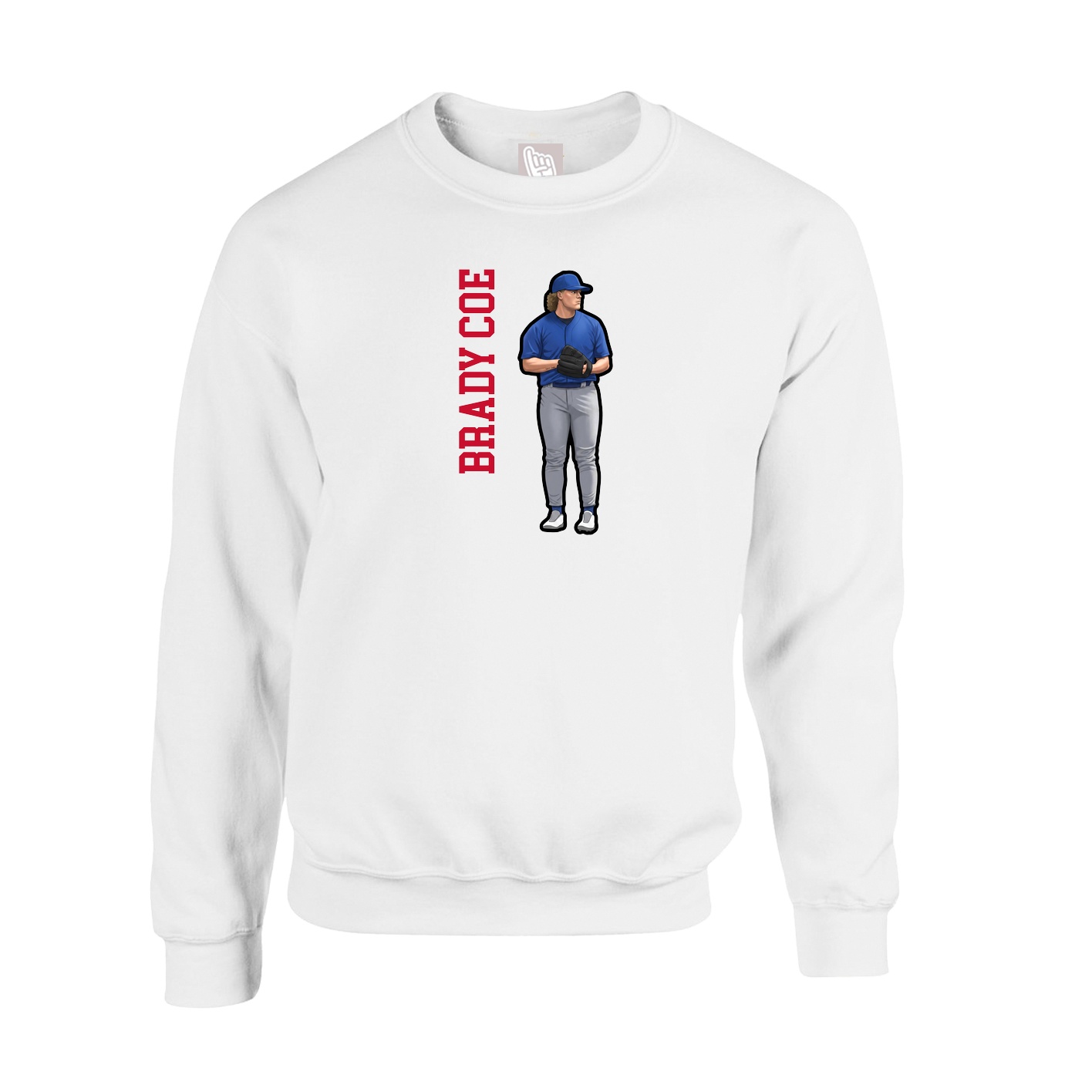Fleece Crew — Name Vertical in White