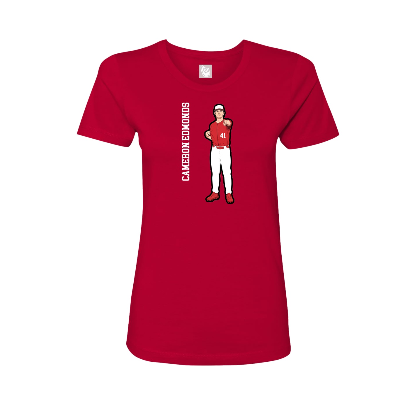 Fitted Women's Tee — Name Vertical in Red