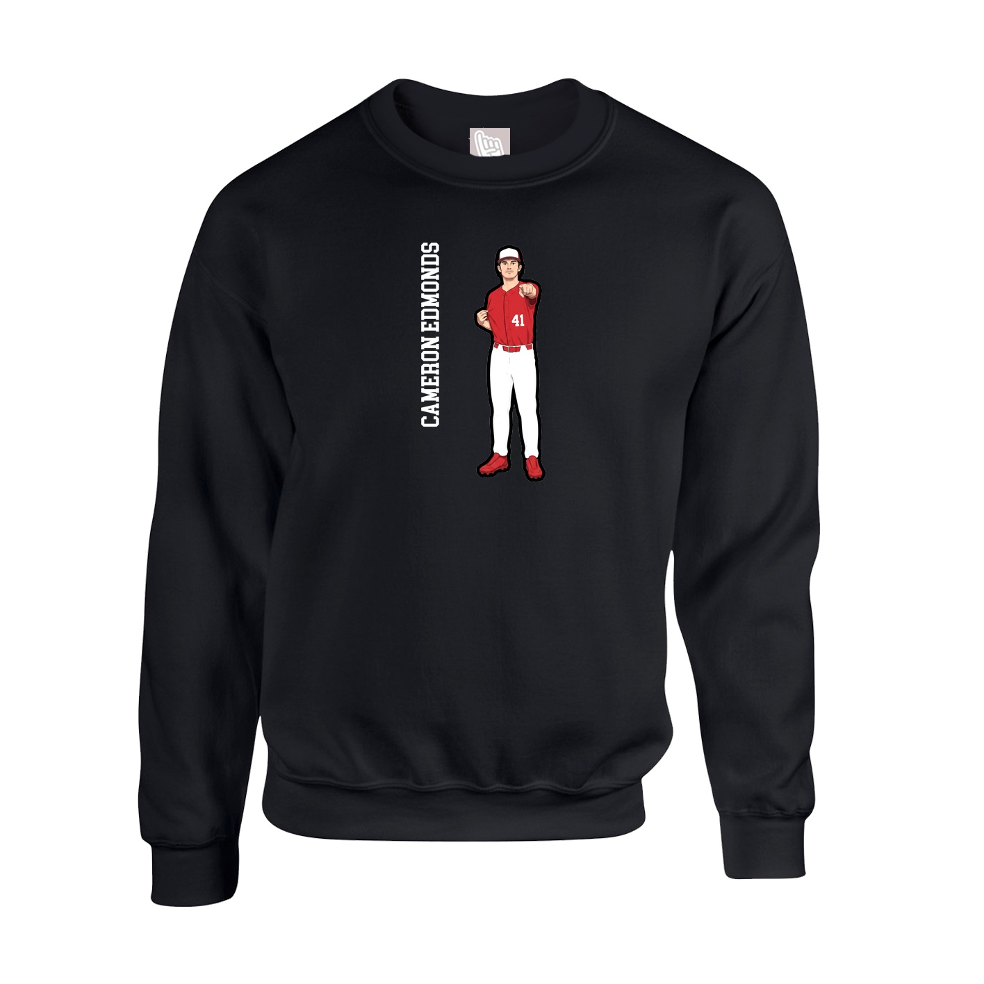 Fleece Crew — Name Vertical in Black