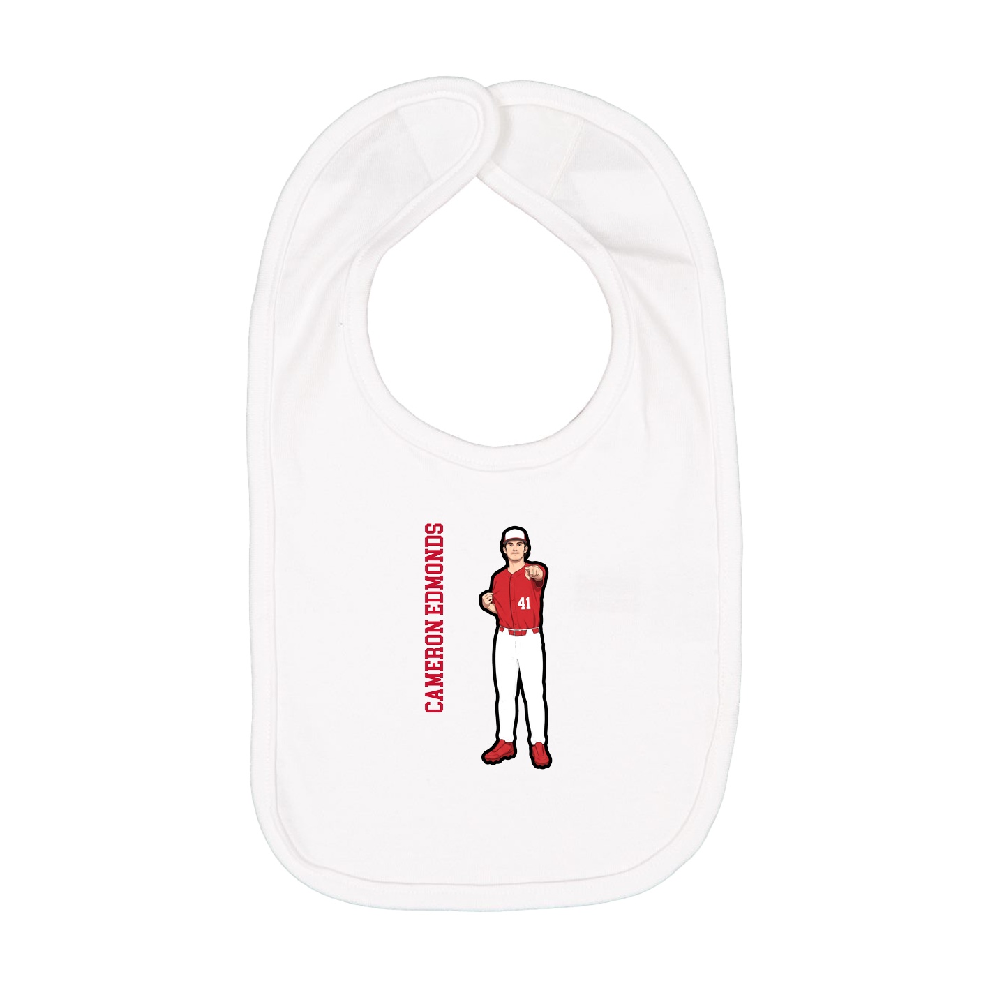 Infant Bib — Name Vertical in White