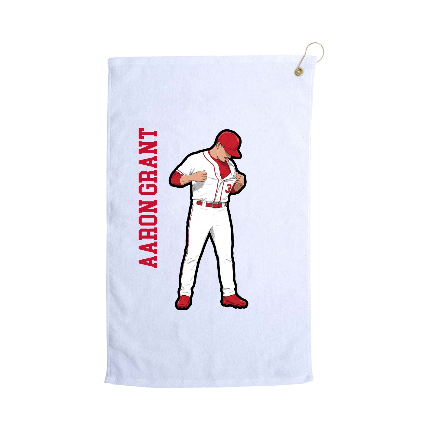 Golf Towel — Name Vertical in White