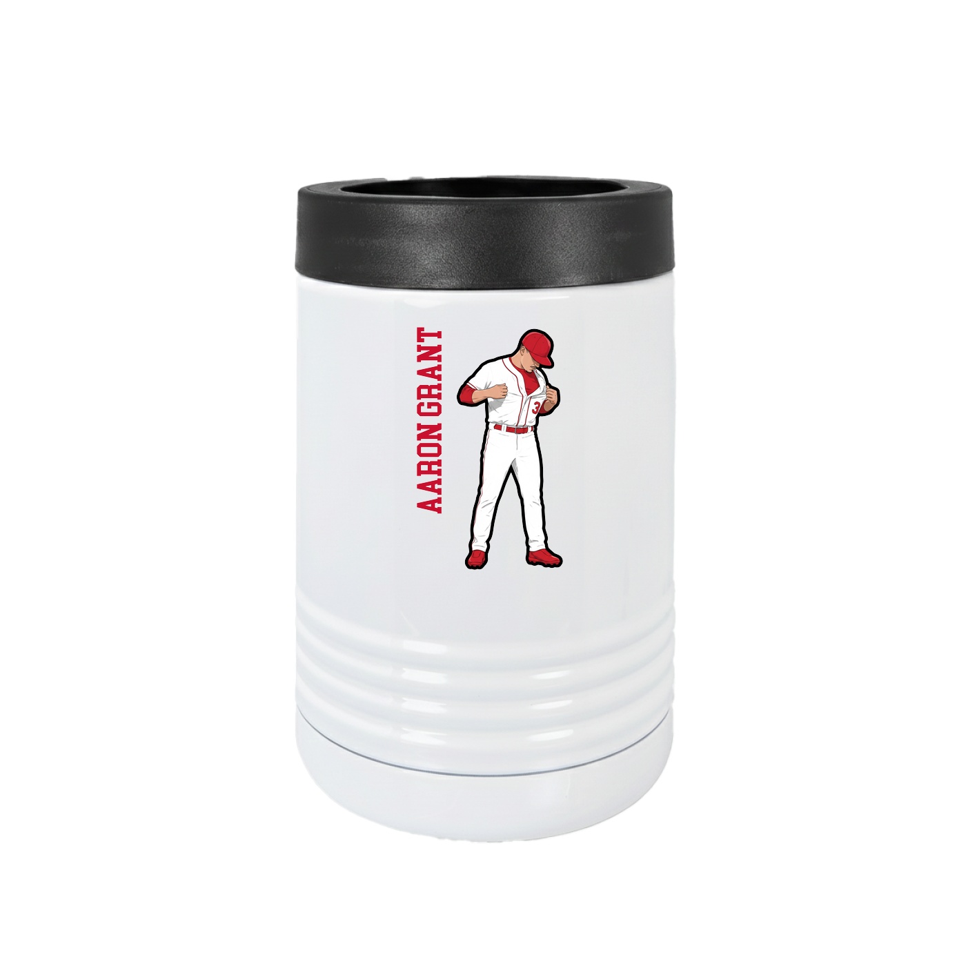 Beverage Holder — Name Vertical in White