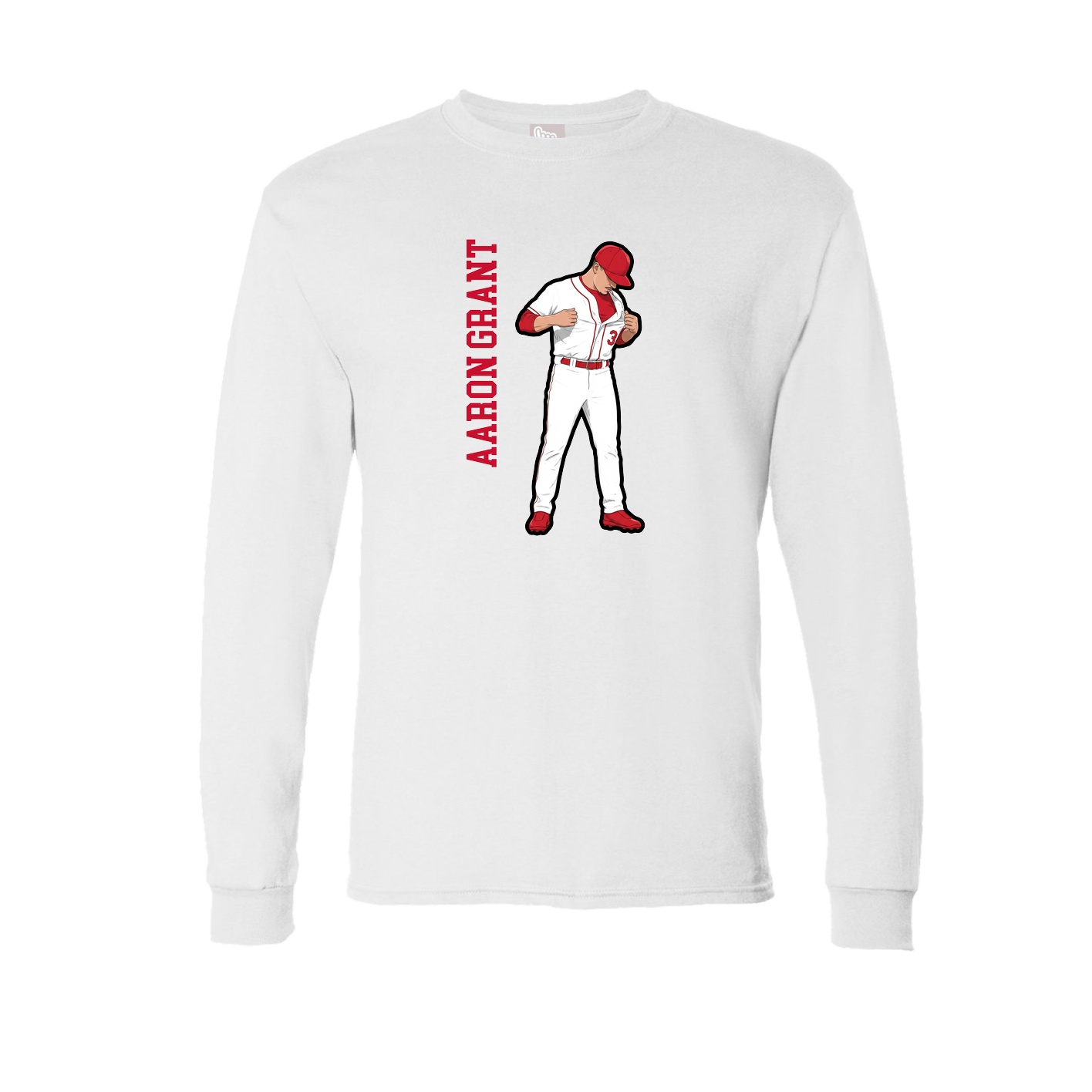 Long Sleeve Tee — Name Vertical in White