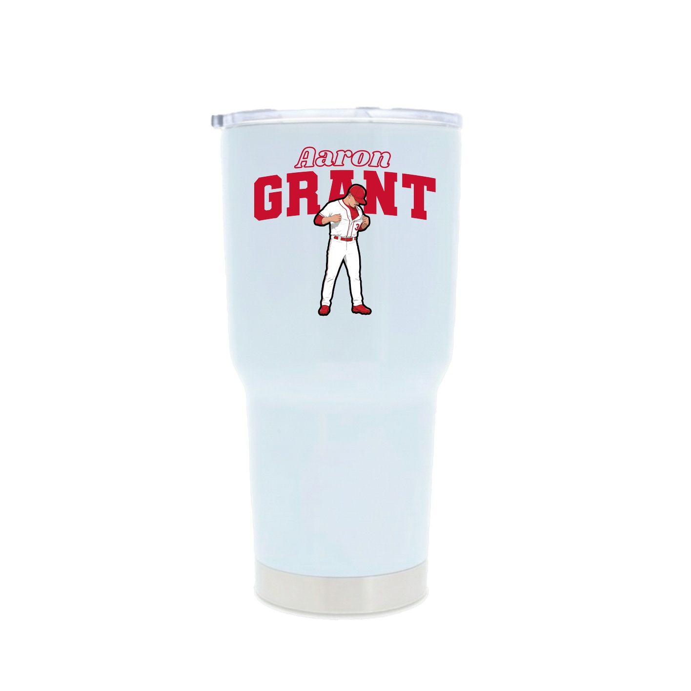 30oz Stainless Steel Tumbler — Name Arch in White