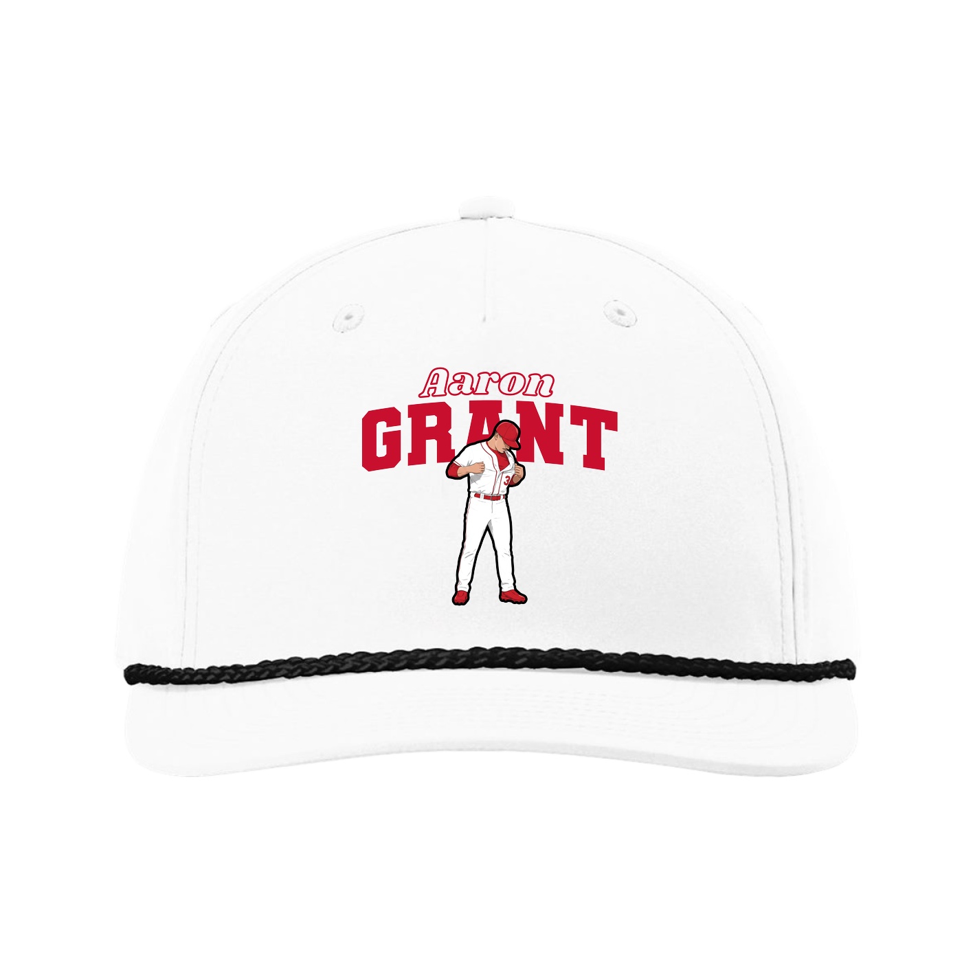 Five-Panel Classic Rope Cap — Name Arch in White