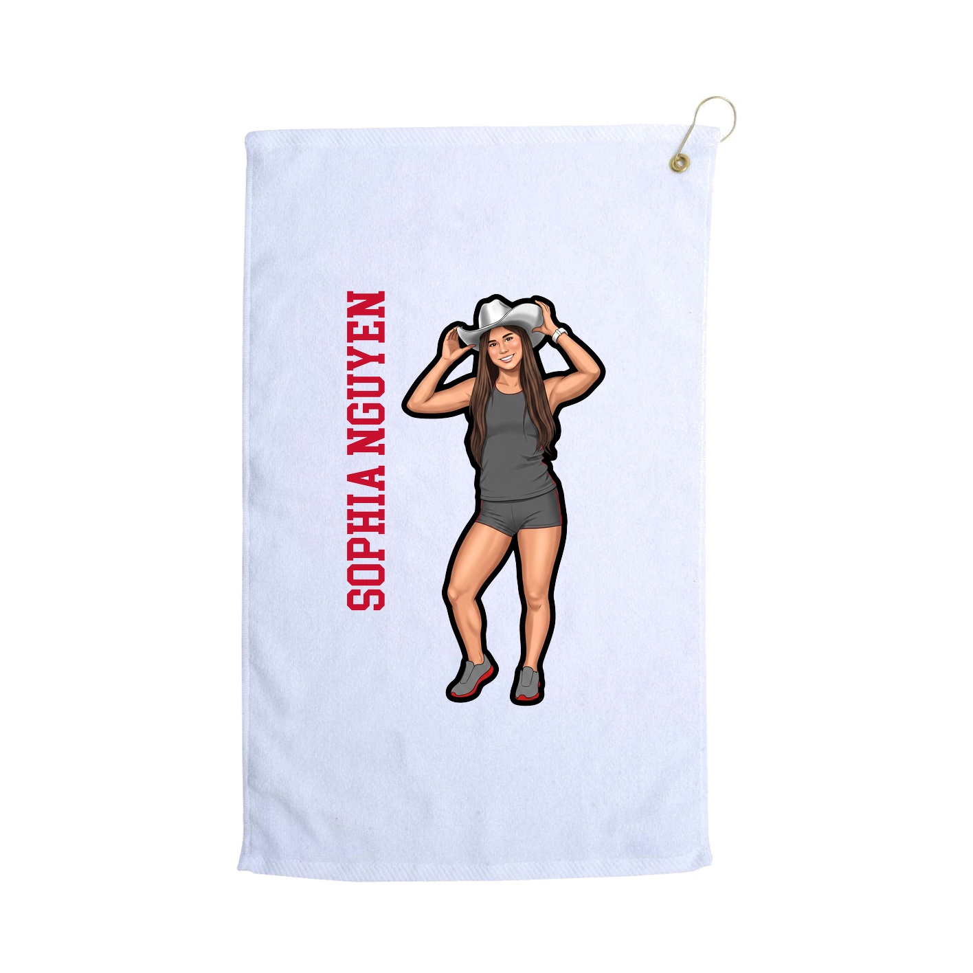 Golf Towel — Name Vertical in White