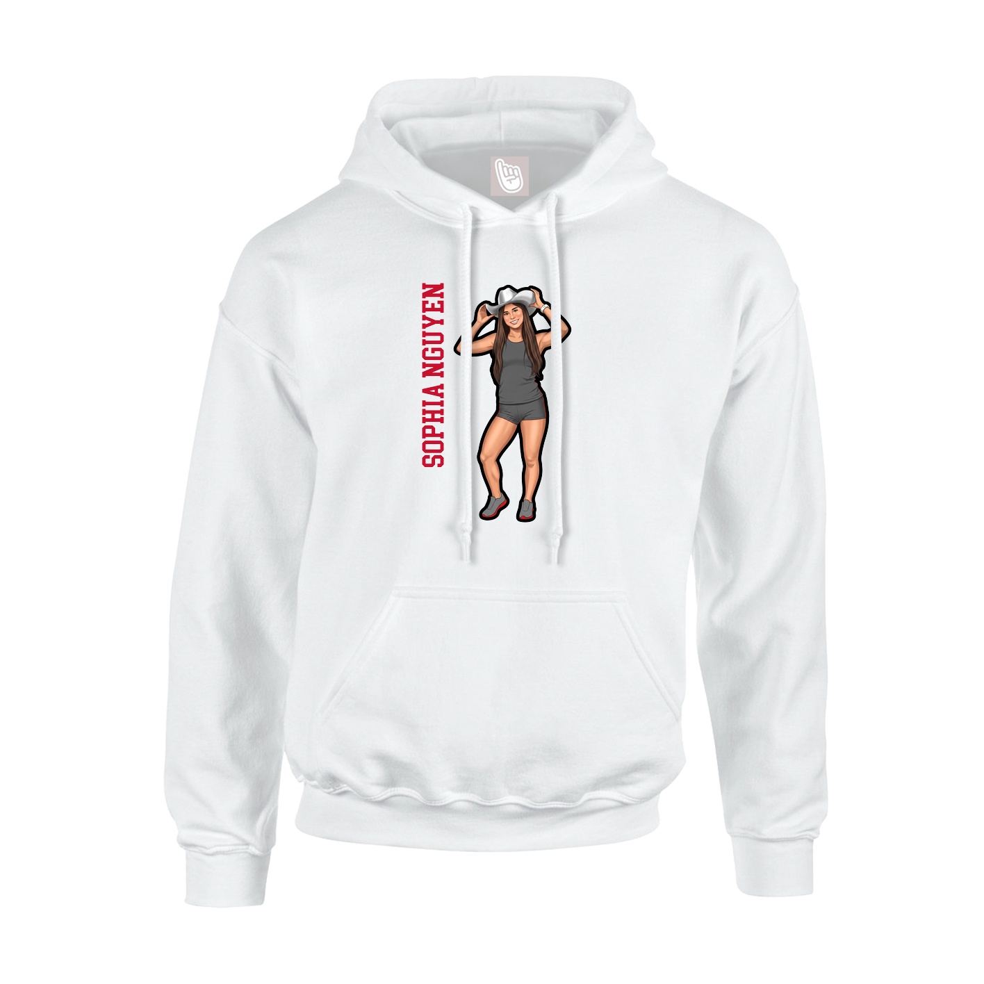 Youth Hoodie — Name Vertical in White