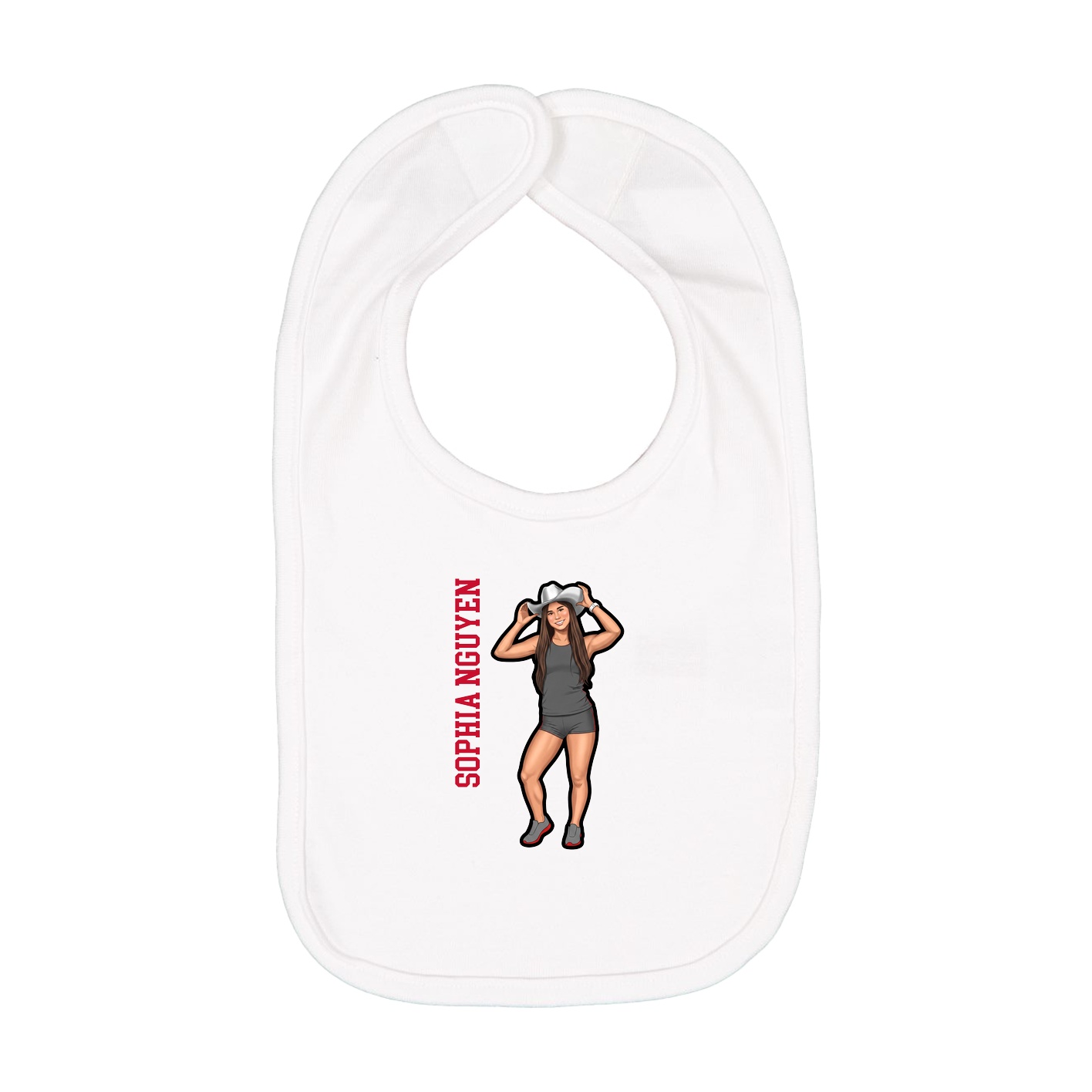 Infant Bib — Name Vertical in White