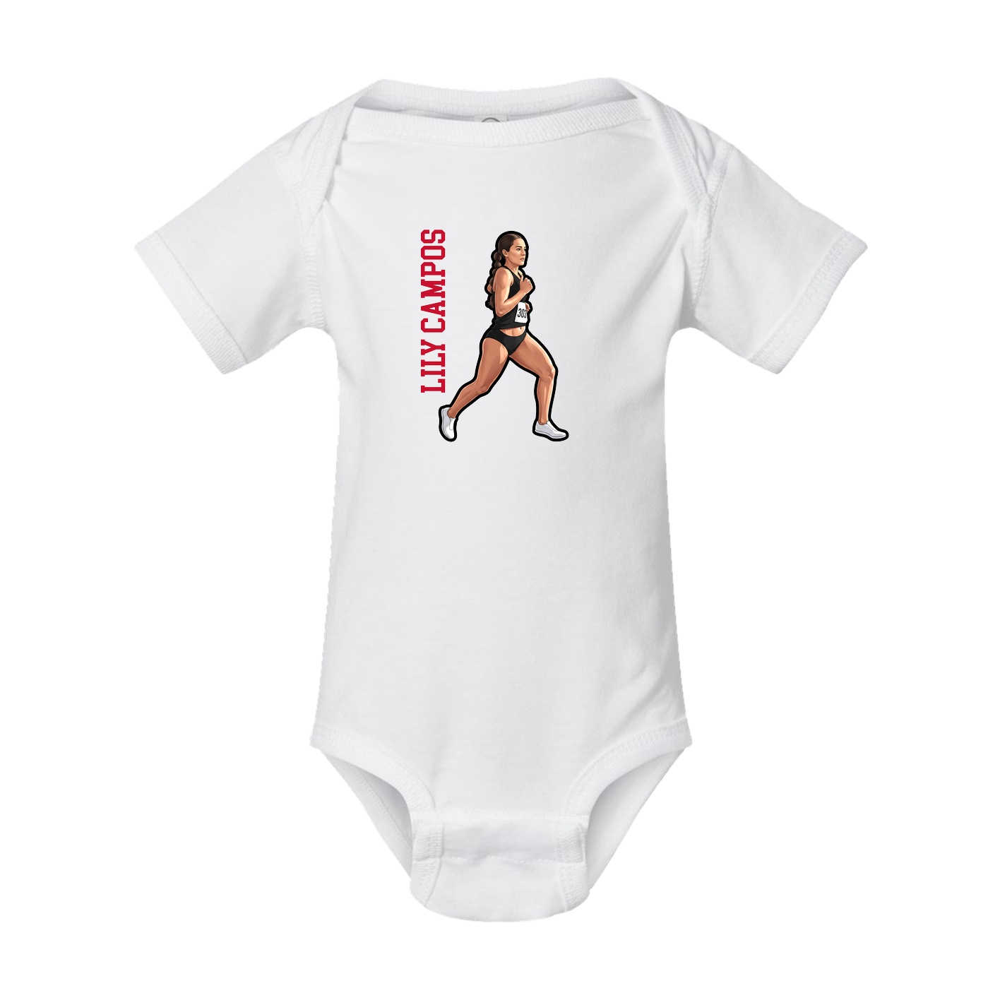 Baby Onesie — Name Vertical in White